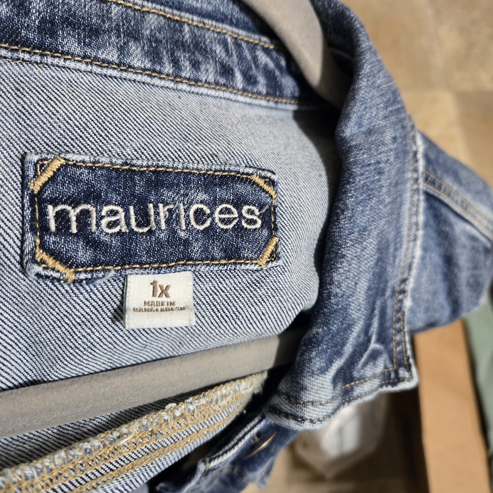 Maurices Blue Denim Jean Jacket with Frayed Hem - Picture 2 of 2